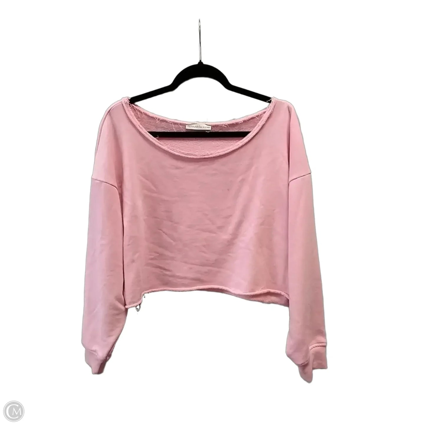 Athletic Sweatshirt Crewneck By Zenana In Pink, Size: L