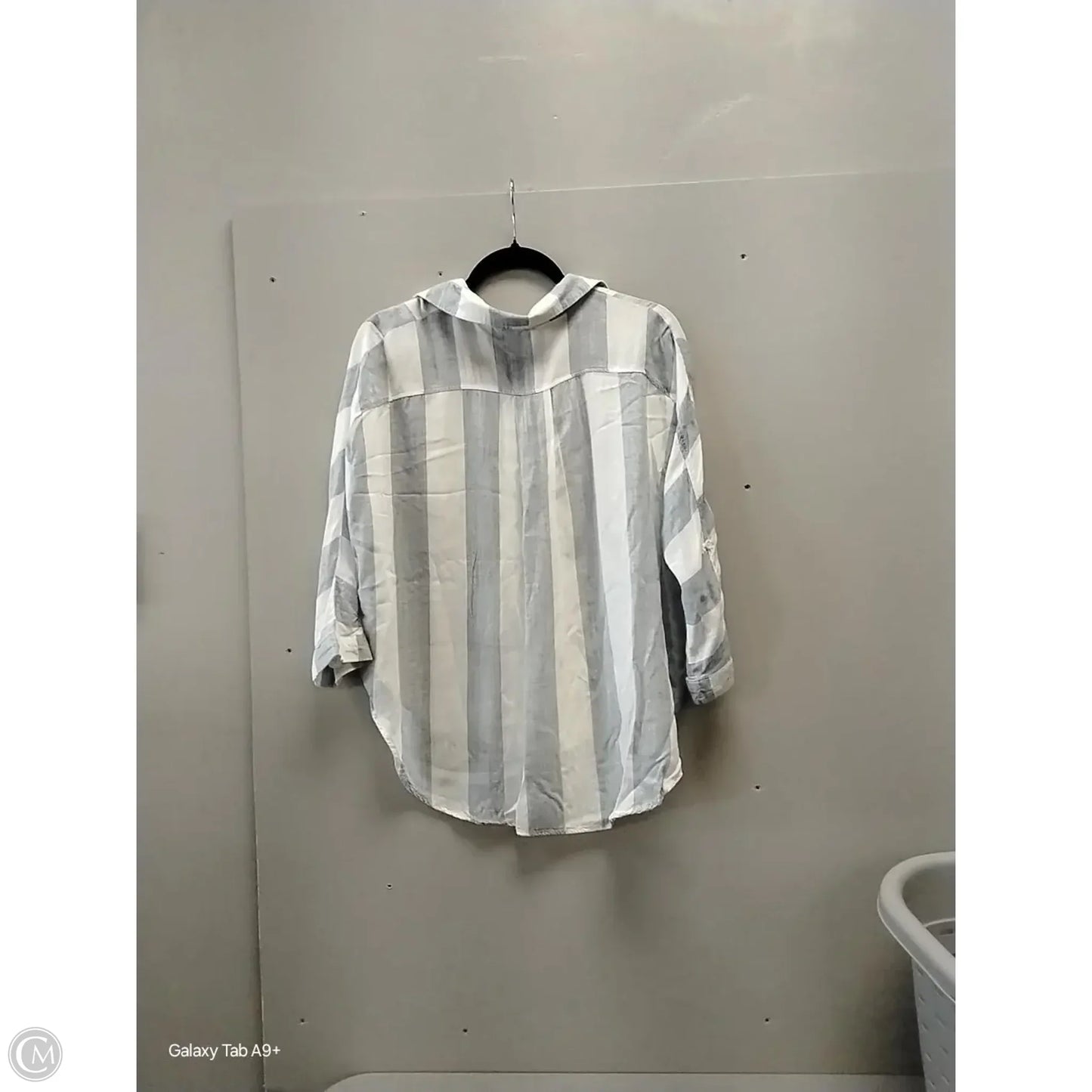Blouse Long Sleeve By Cme In Brown & White, Size: M