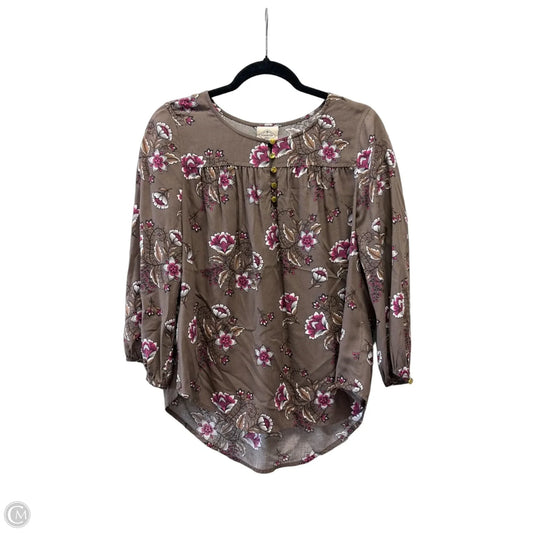 Blouse Long Sleeve By St Johns Bay In Brown, Size: M