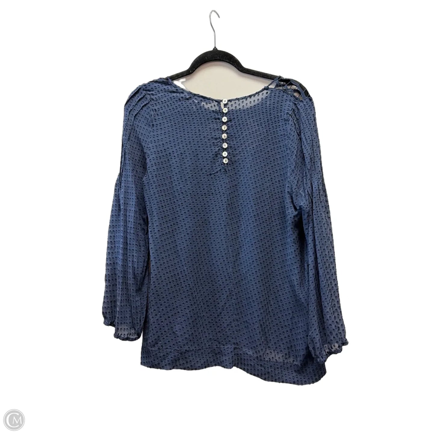 Blouse Long Sleeve By Clothes Mentor In Blue, Size: L