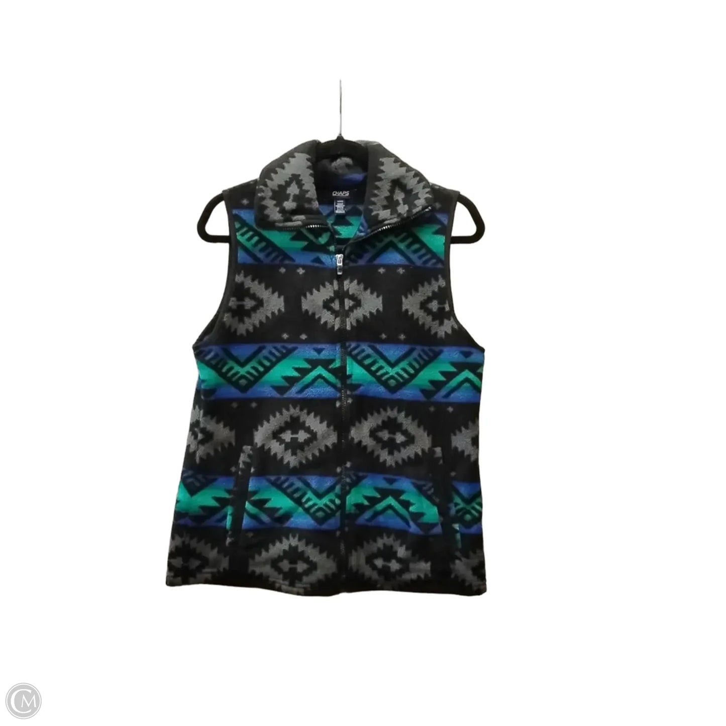 Vest Fleece By Chaps In Geometric Pattern, Size: M