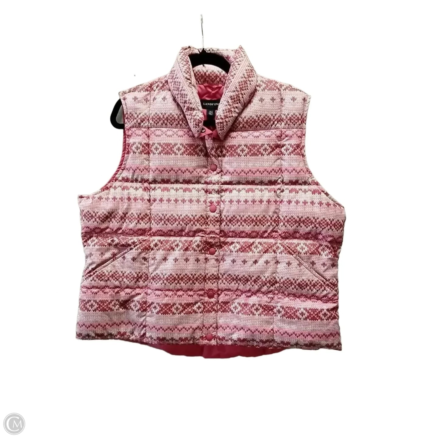 Vest Puffer & Quilted By Lands End In Pink, Size: Xl