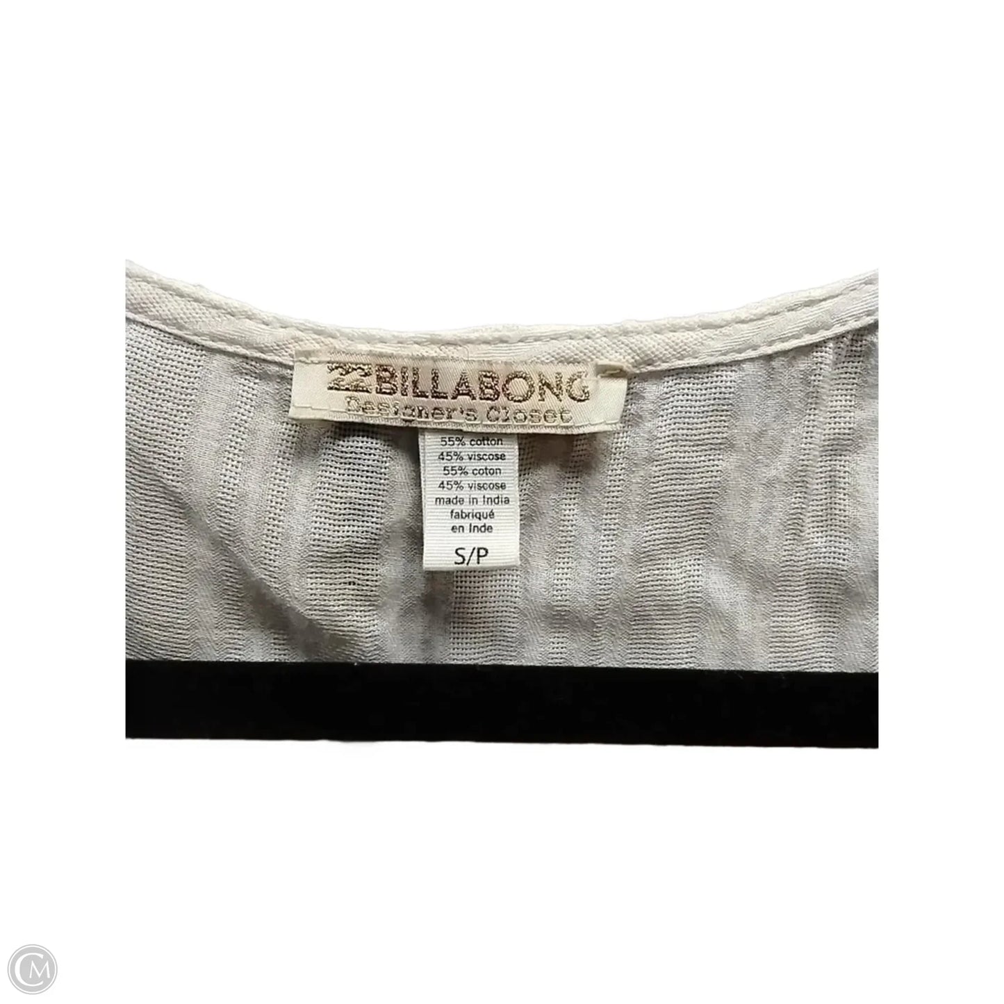 Tank Top By Billabong In White, Size: S