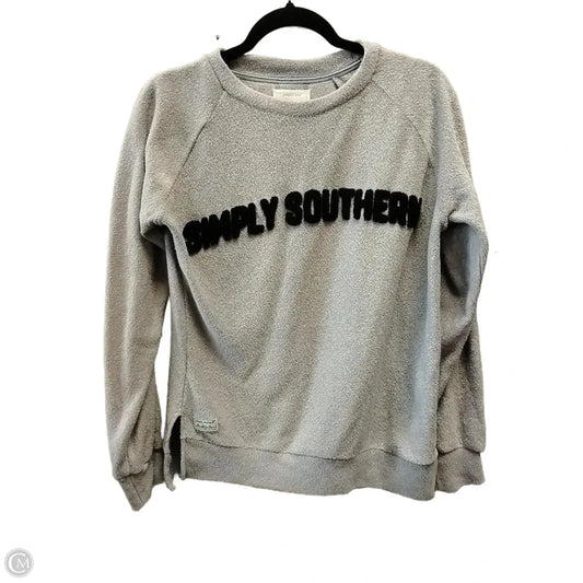 Top Long Sleeve By Simply Southern In Grey, Size: L
