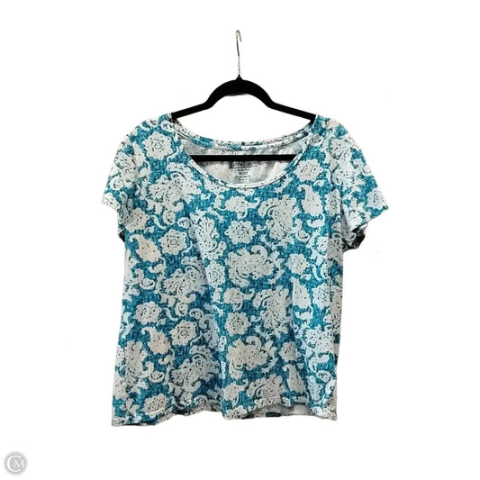 Top Short Sleeve By Faded Glory In Blue & White, Size: Xl