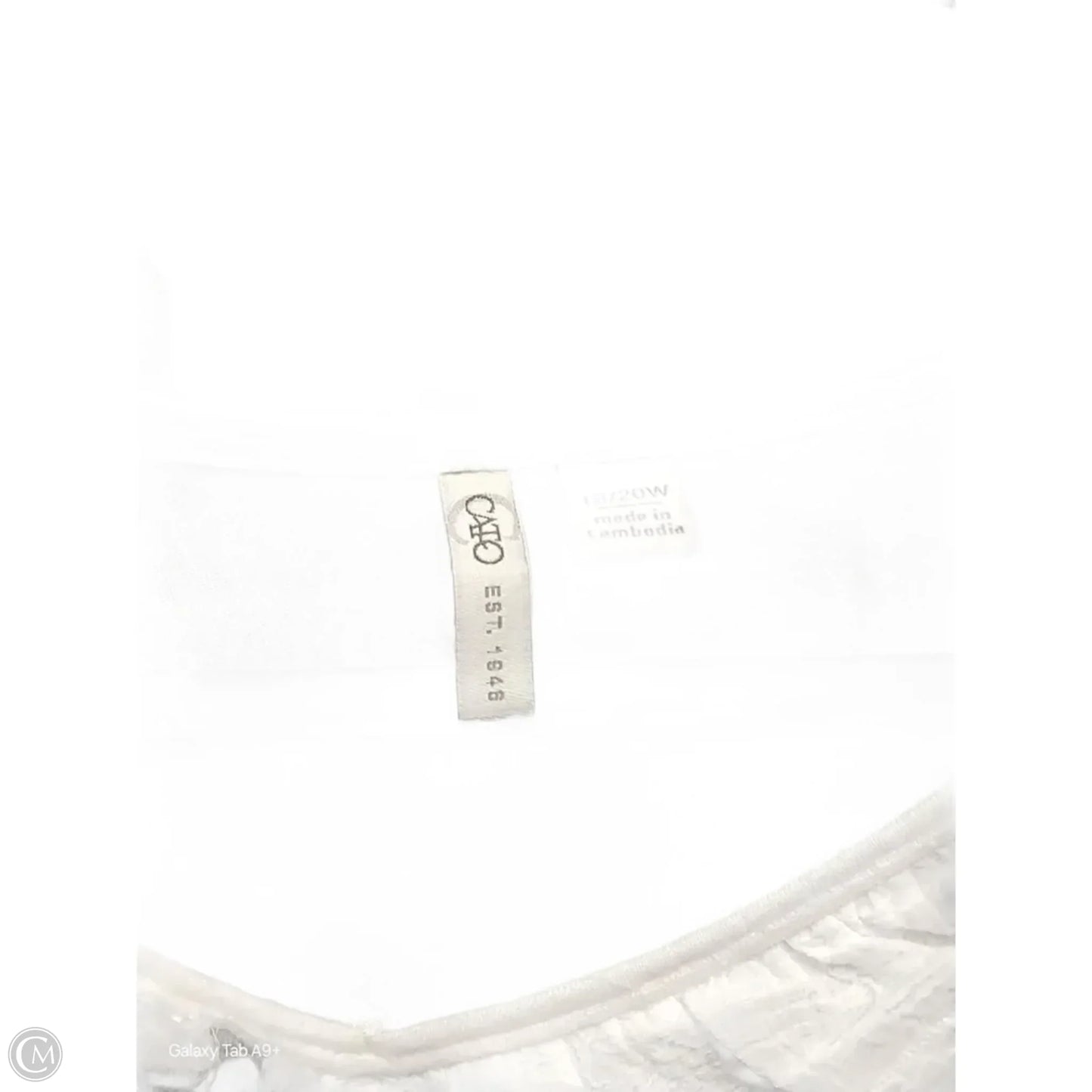 Top Sleeveless By Cato In White, Size: 20