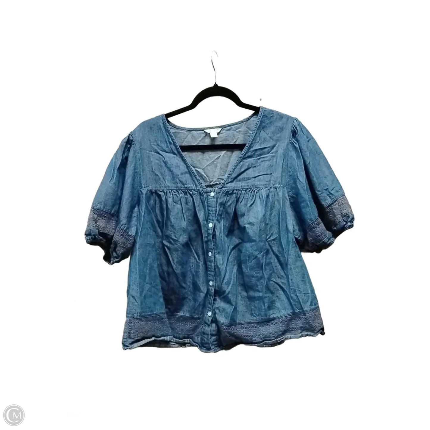 Top Short Sleeve By Cato In Blue Denim, Size: Xl