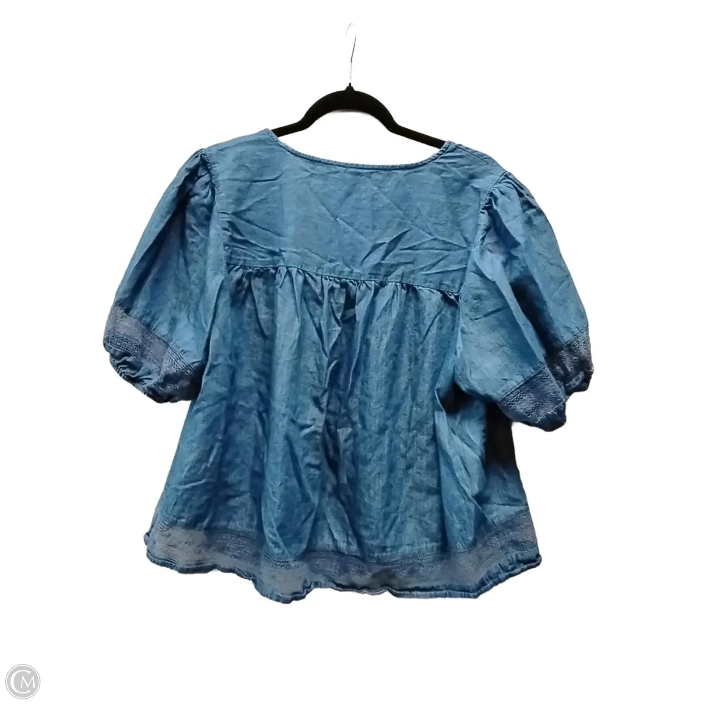 Top Short Sleeve By Cato In Blue Denim, Size: Xl