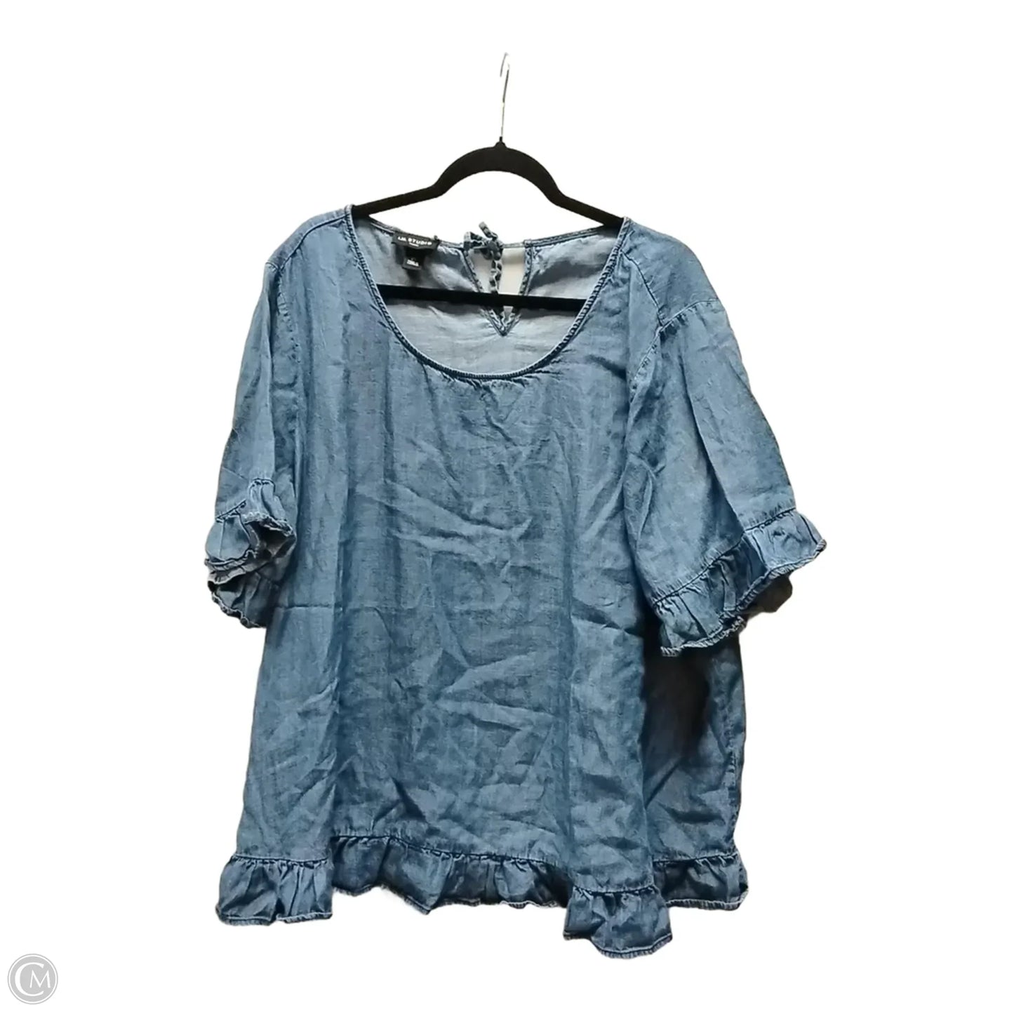 Top Short Sleeve By Clothes Mentor In Blue Denim, Size: 2x