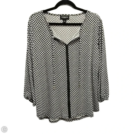 Top Long Sleeve By Liz Claiborne In Black & White, Size: Xl
