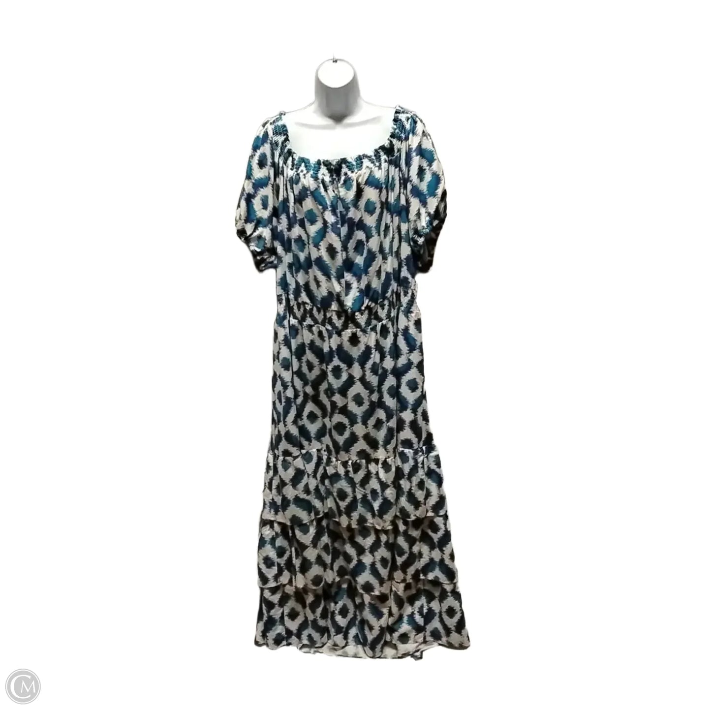 Dress Casual Maxi By Knox Rose In Blue & White, Size: 3x