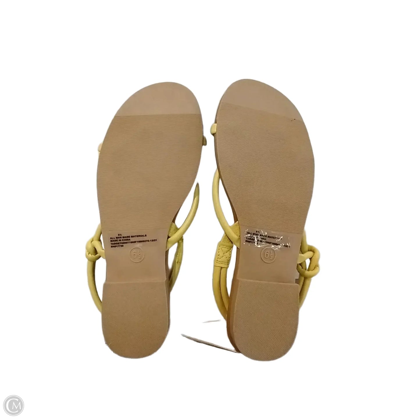 Sandals Flip Flops By Universal Thread In Yellow, Size: 6.5