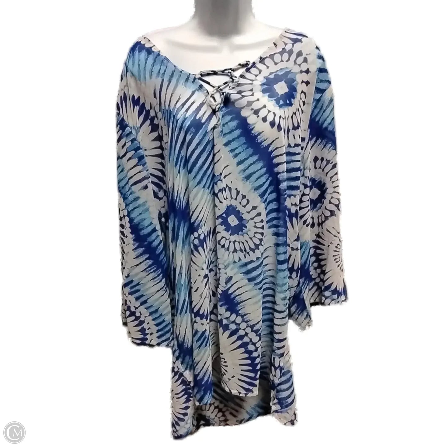 Blouse Long Sleeve By Ana In Blue, Size: 3x