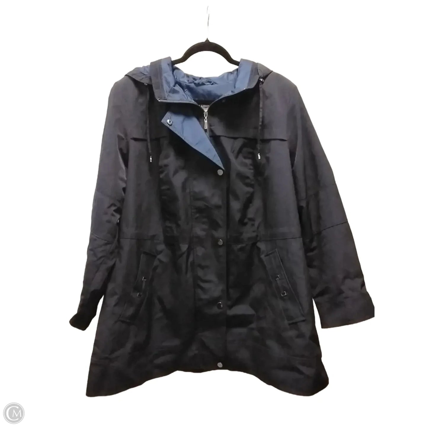 Coat Trench Coat By Liz Claiborne In Navy, Size: 1x