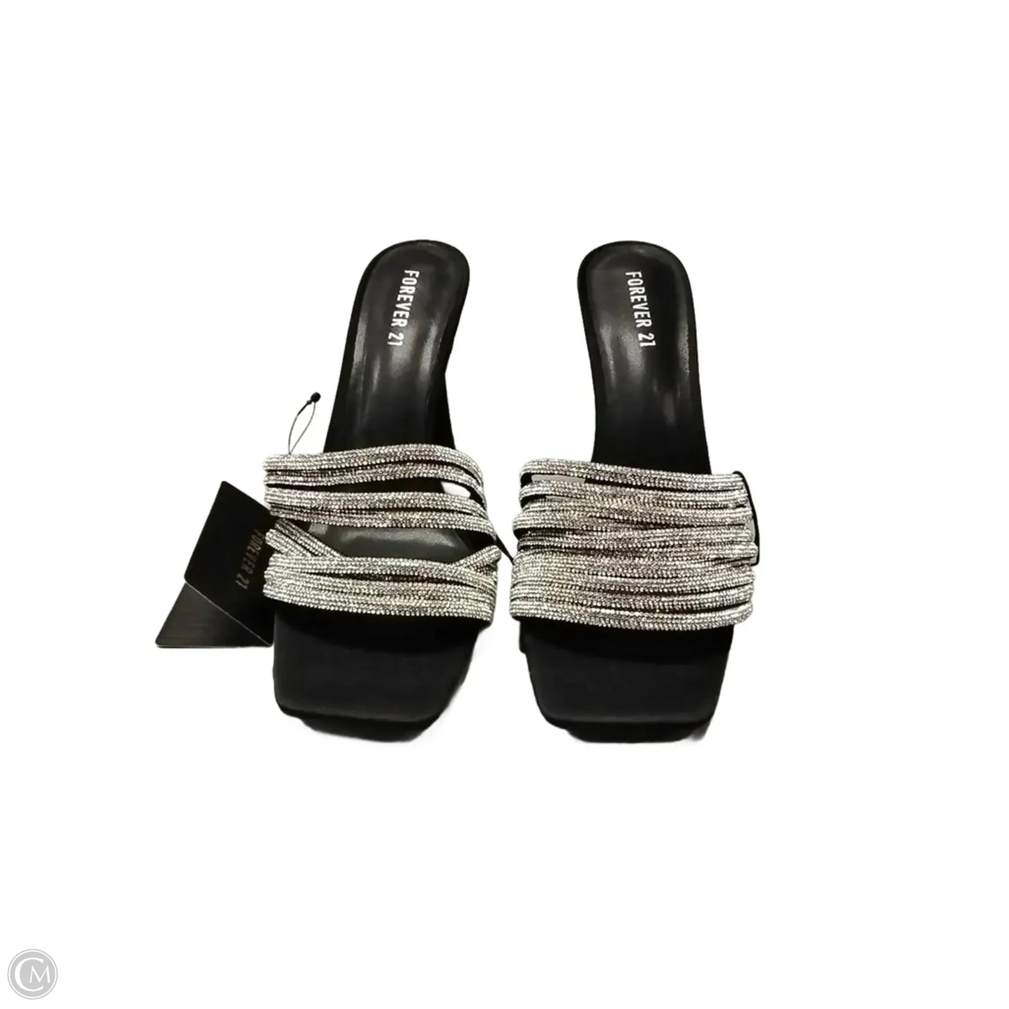 Shoes Heels Stiletto By Forever 21 In Black & Silver, Size: 7