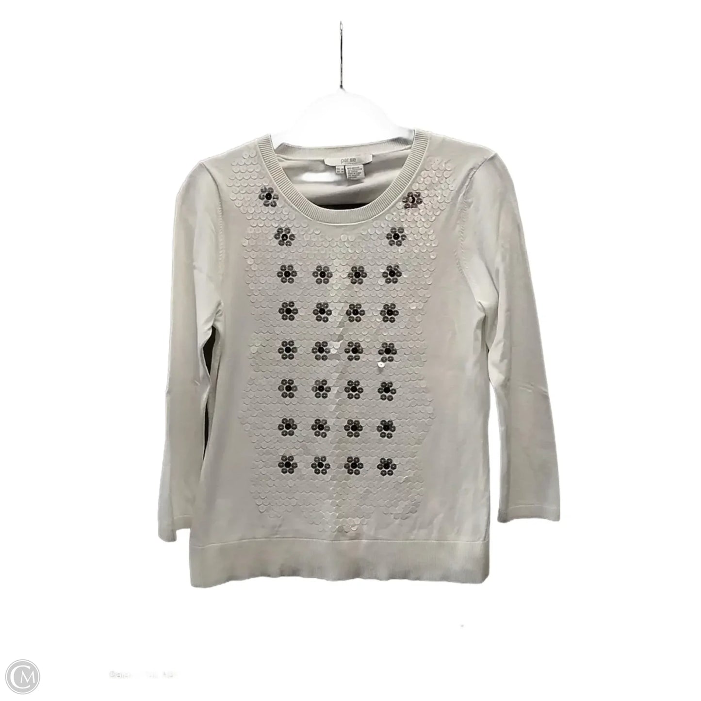 Top Long Sleeve By Per Se In White, Size: M