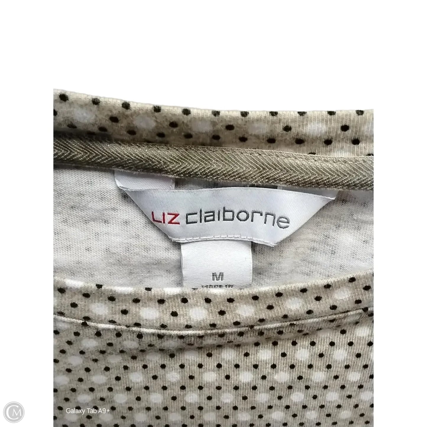 Top Short Sleeve Basic By Liz Claiborne In Polkadot Pattern, Size: M