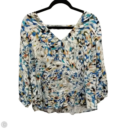Blouse Long Sleeve By Liverpool In Multi-colored, Size: L