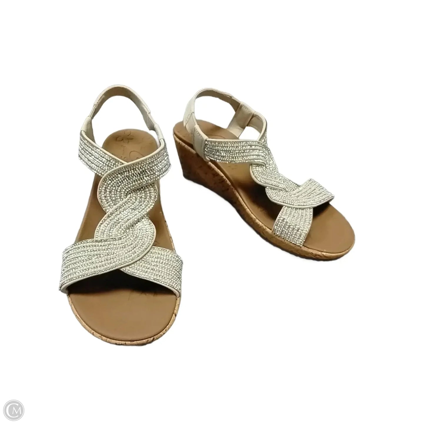 Sandals Heels Block By Skechers In Tan & White, Size: 9