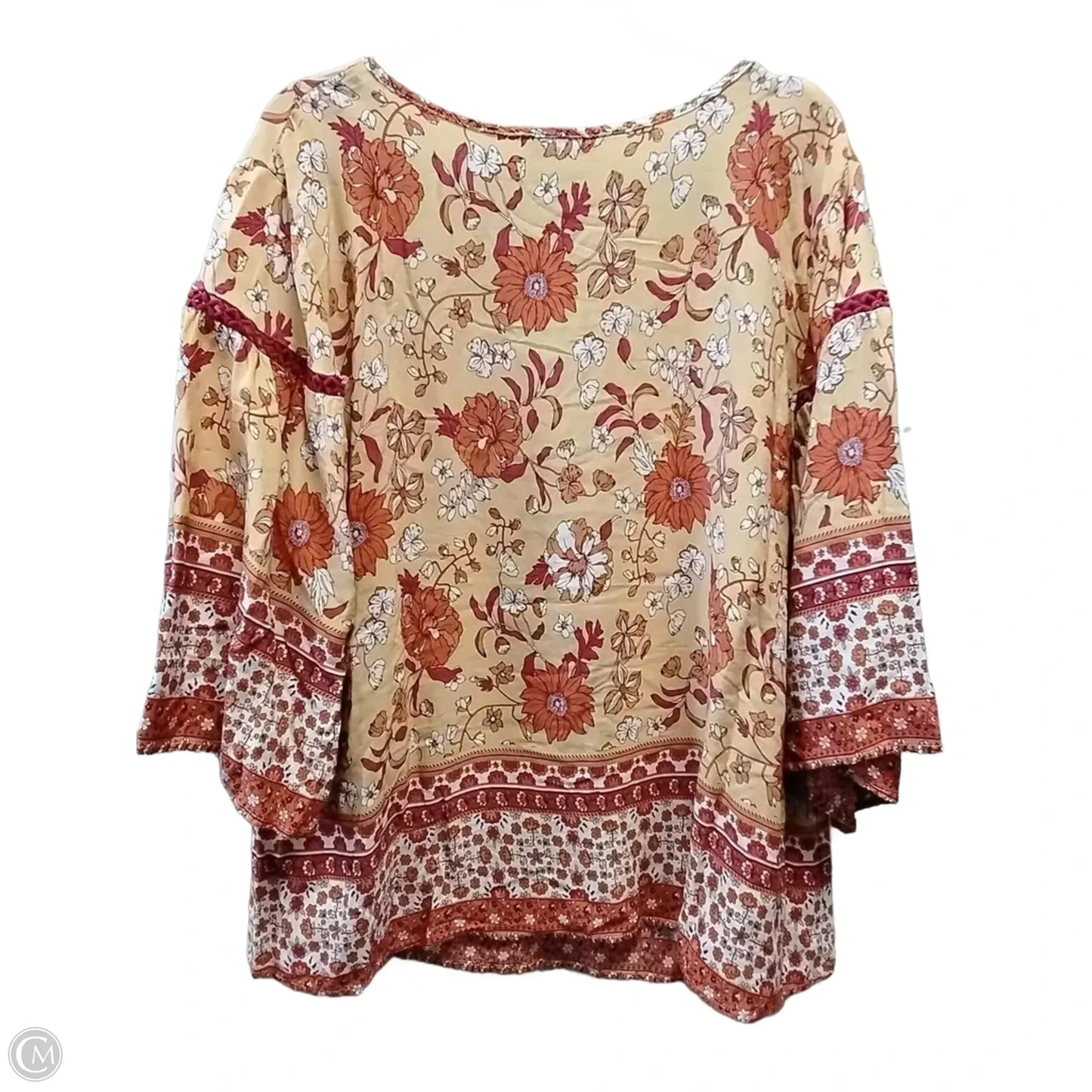 Blouse Long Sleeve By Rusttydustty In Floral Print, Size: 3x