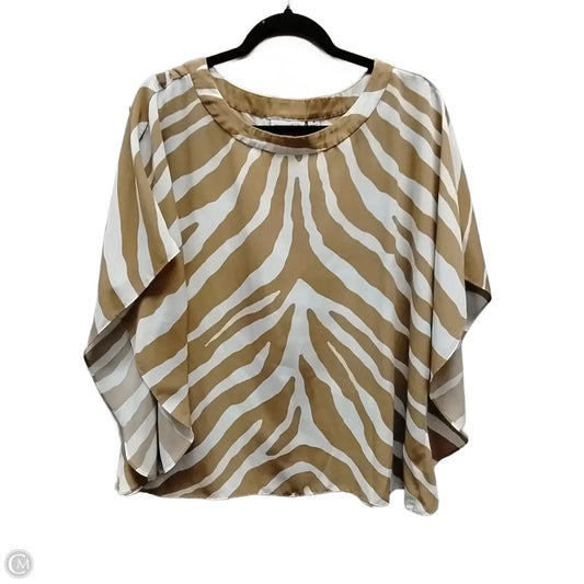 Blouse Short Sleeve By Susan Graver In Brown & White, Size: M