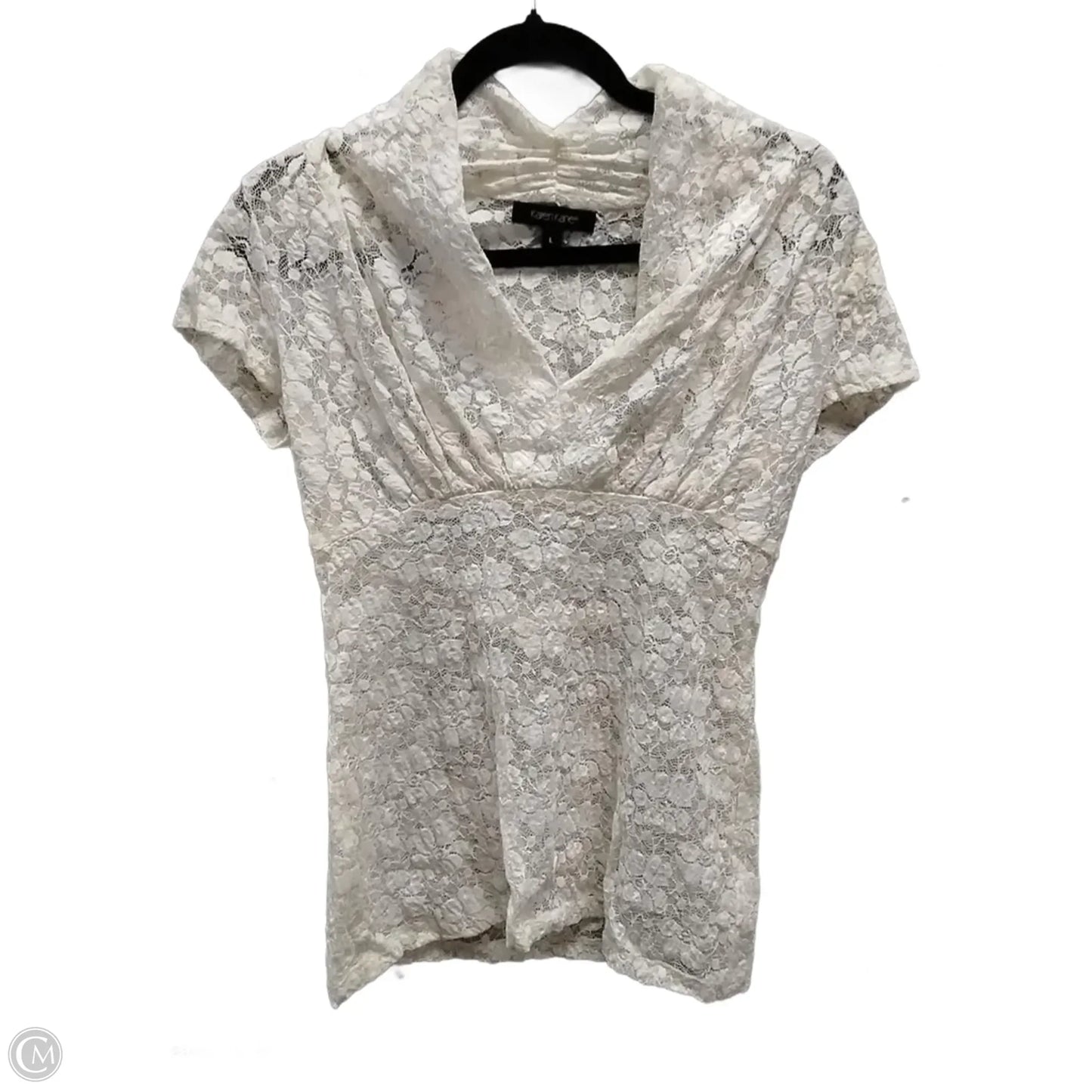 Blouse Short Sleeve By Karen Kane In Cream, Size: L