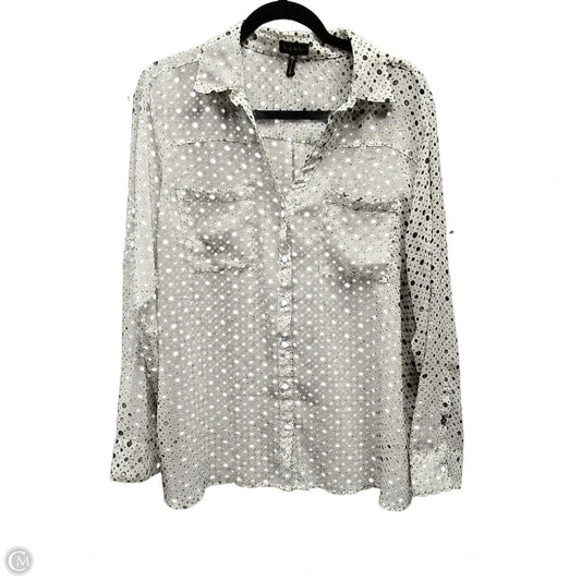 Blouse Long Sleeve By Nicole Miller In Polkadot Pattern, Size: Xl