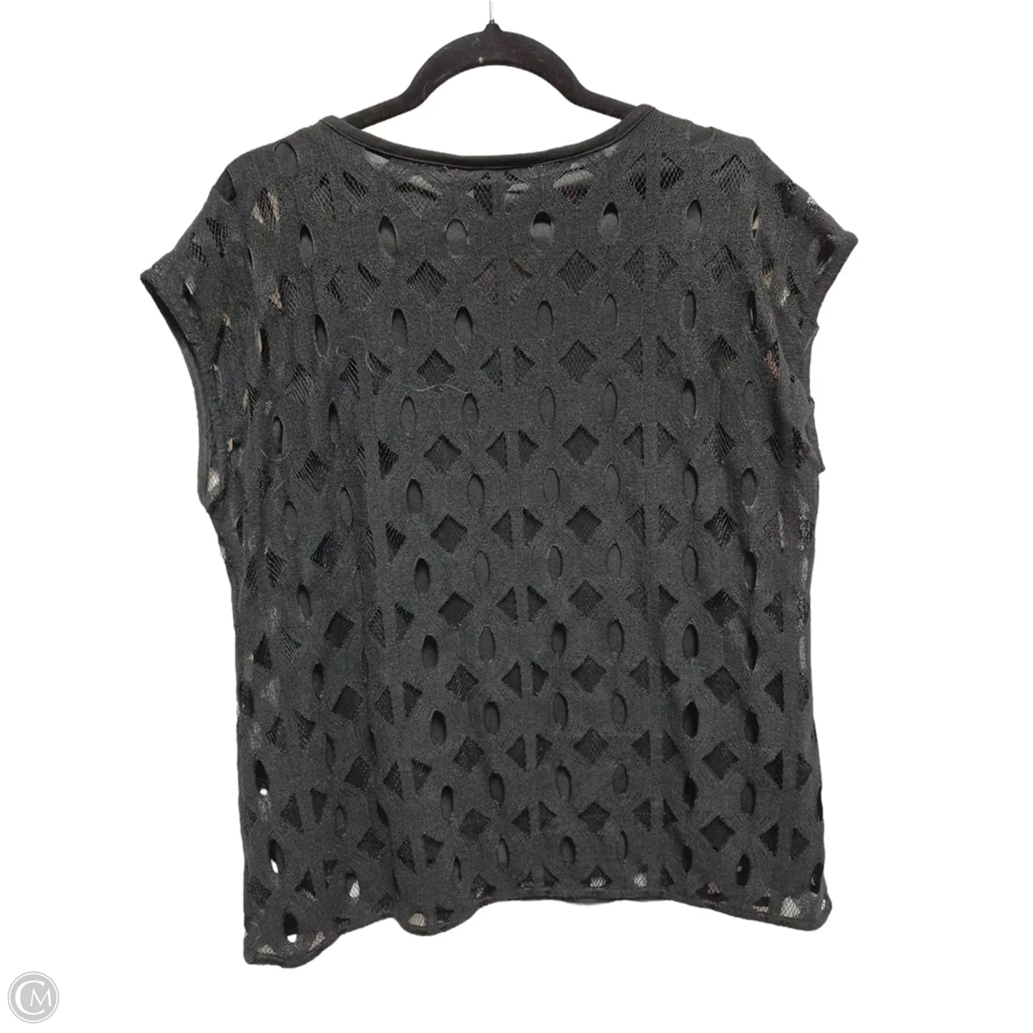 Blouse Short Sleeve By Cj Banks In Black, Size: L