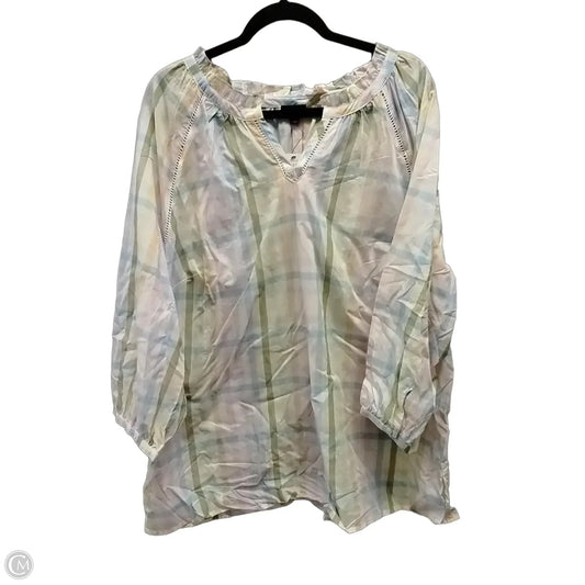 Blouse Long Sleeve By Talbots In Plaid Pattern, Size: 2x