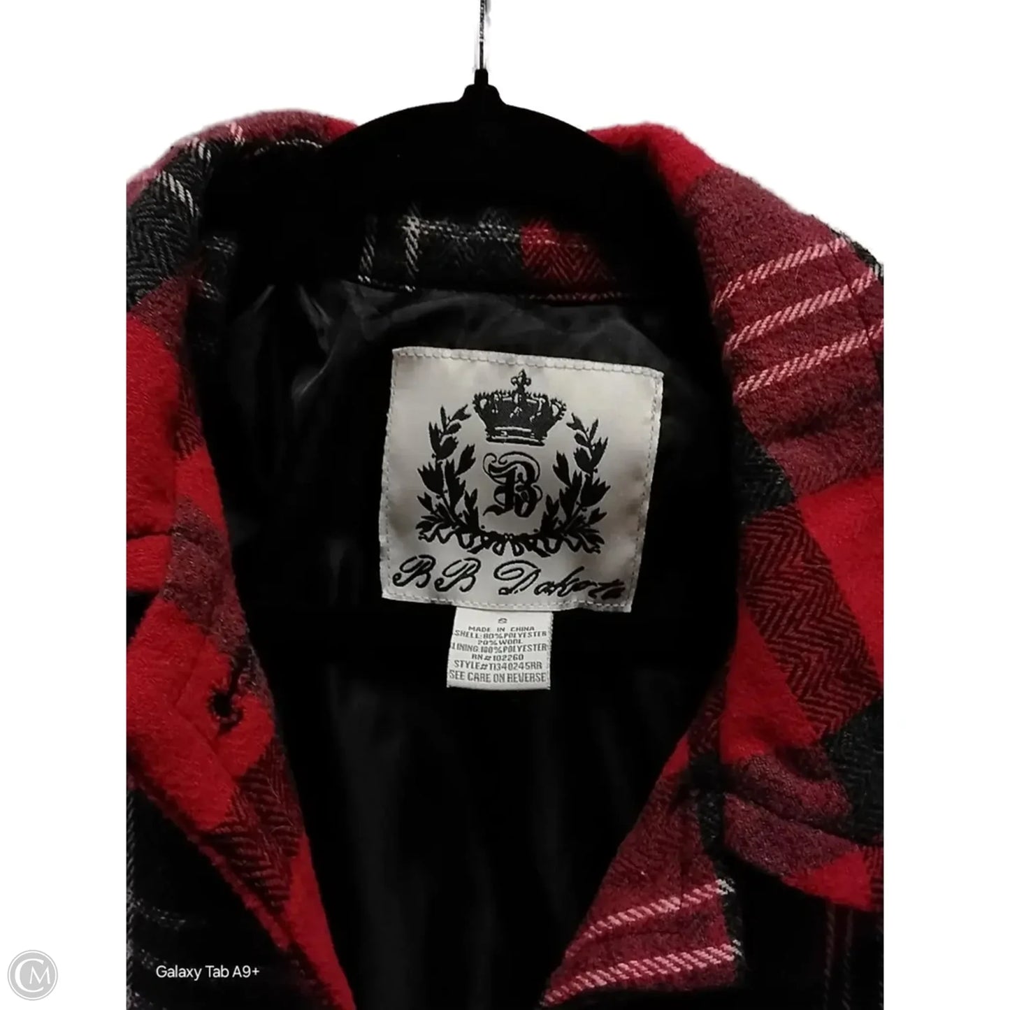 Coat Peacoat By Bb Dakota In Black & Red, Size: S