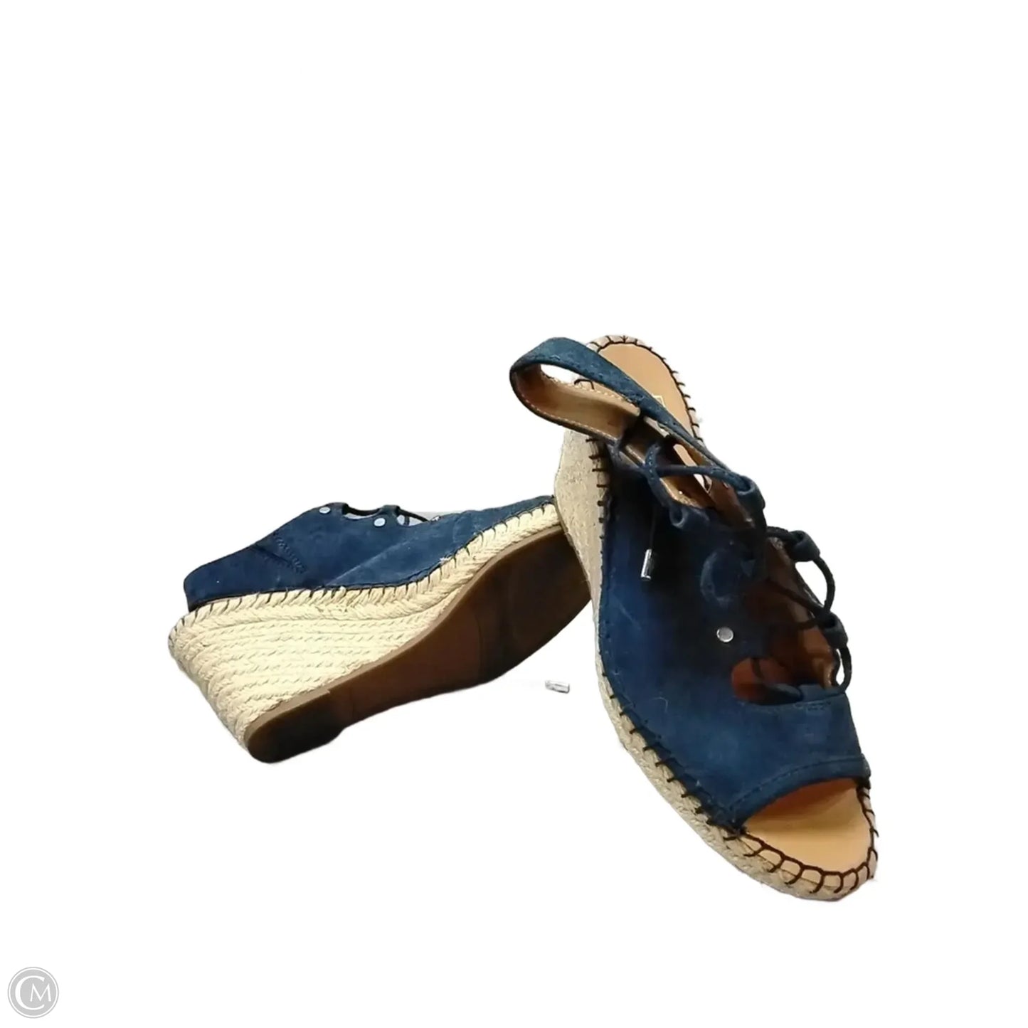Sandals Heels Wedge By Franco Sarto In Blue & Tan, Size: 7