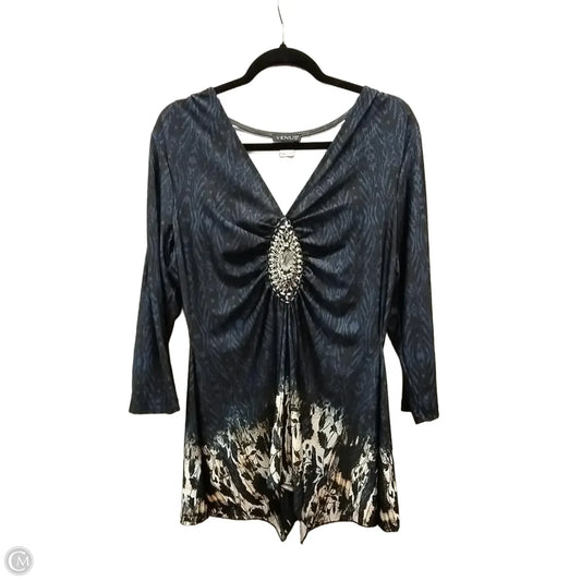 Blouse Long Sleeve By Venus In Navy, Size: L