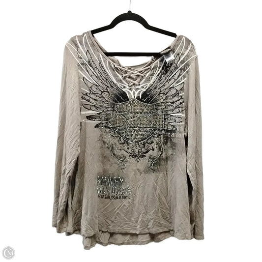 Top Long Sleeve By Harley Davidson In Beige, Size: 1x