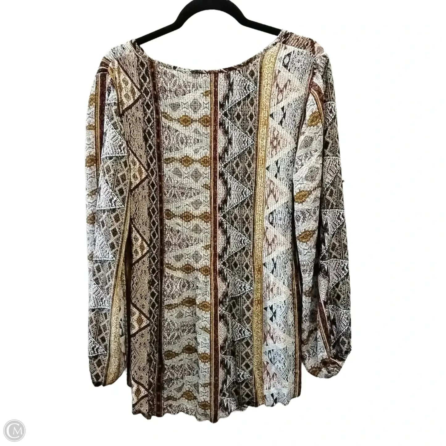 Blouse Long Sleeve By Sami & Jo In Brown & Tan, Size: L