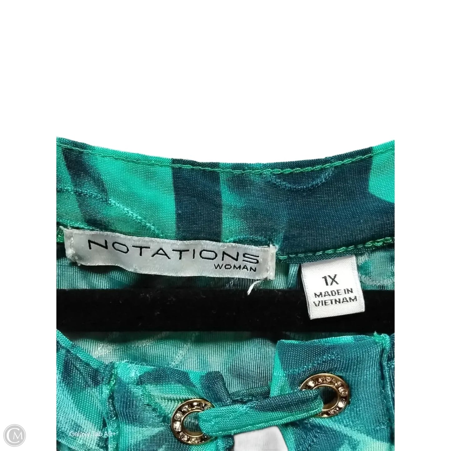 Top Sleeveless By Notations In Teal, Size: 1x