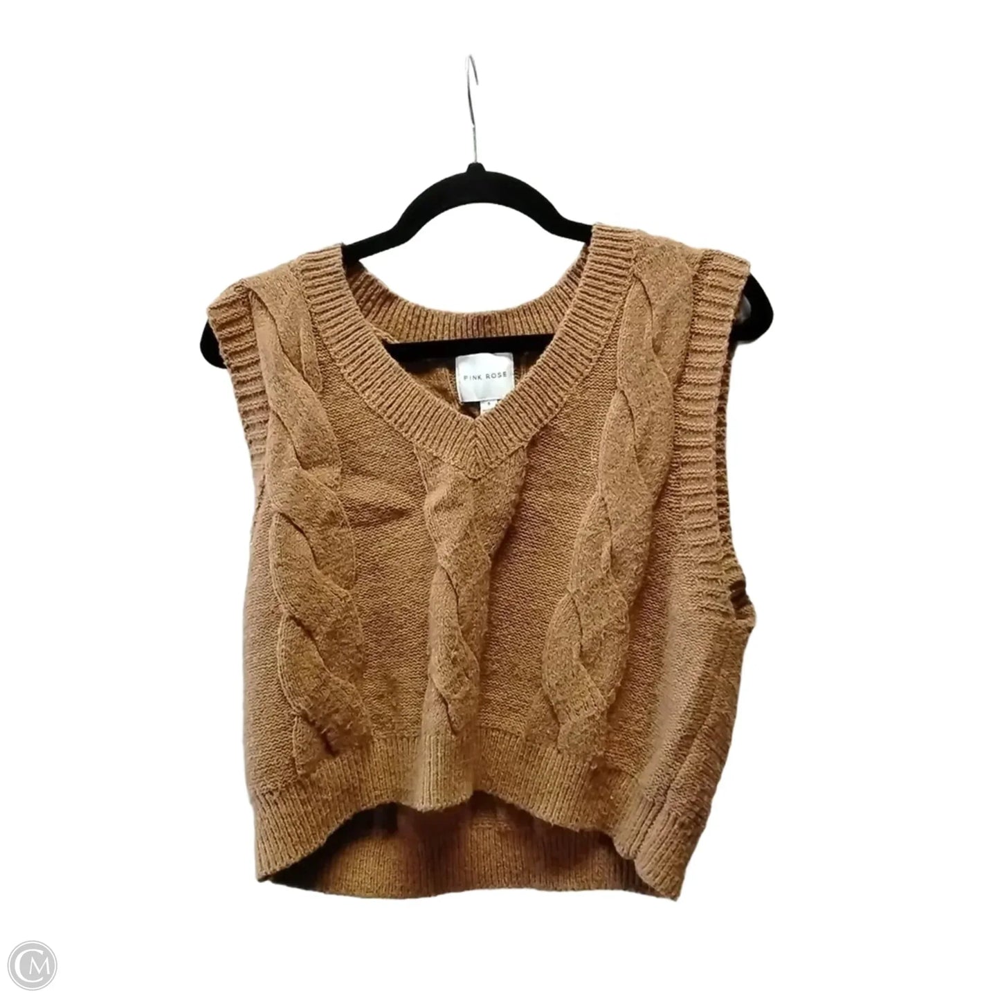 Vest Sweater By Pink Rose In Brown, Size: S