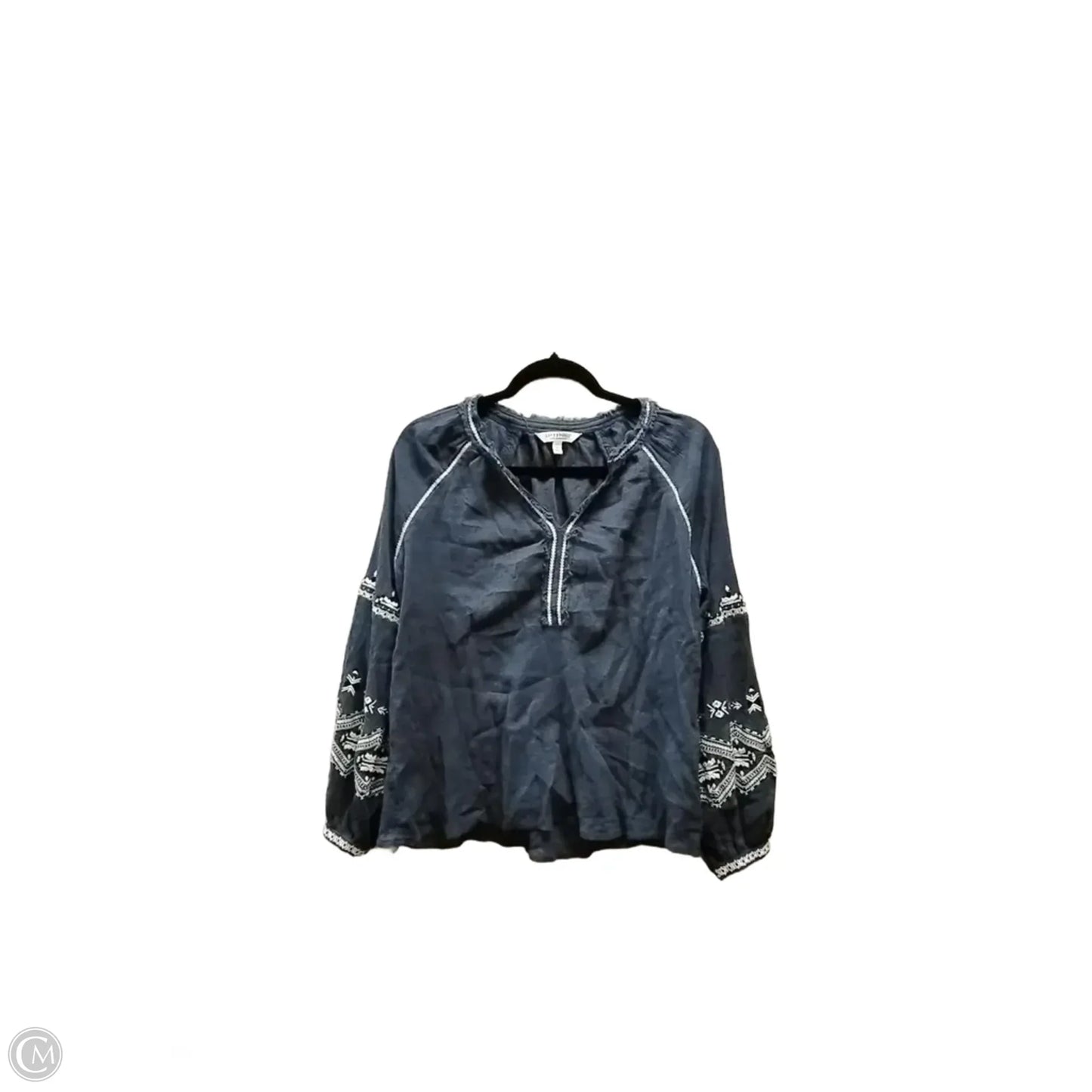 Blouse Long Sleeve By Liverpool In Blue, Size: M