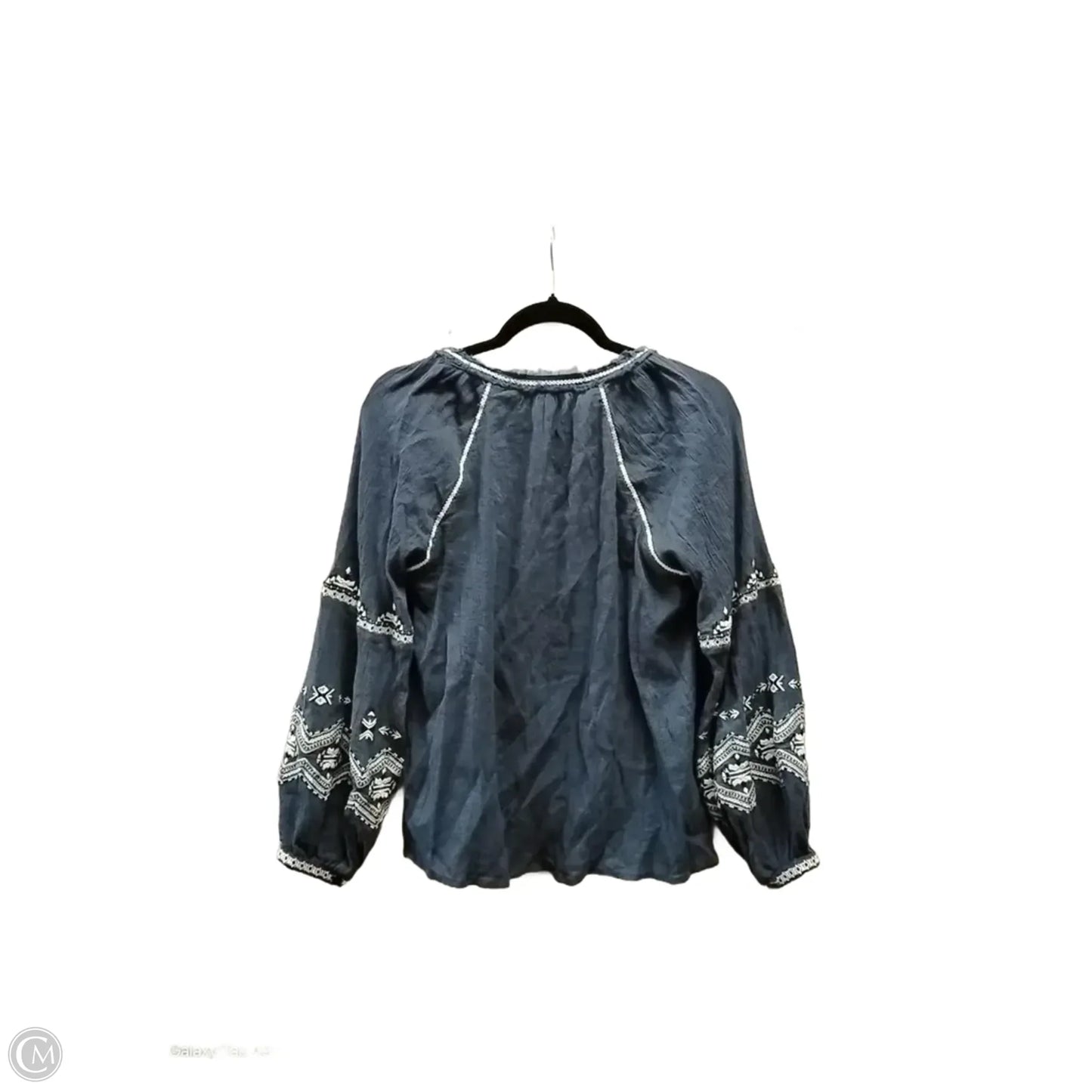Blouse Long Sleeve By Liverpool In Blue, Size: M