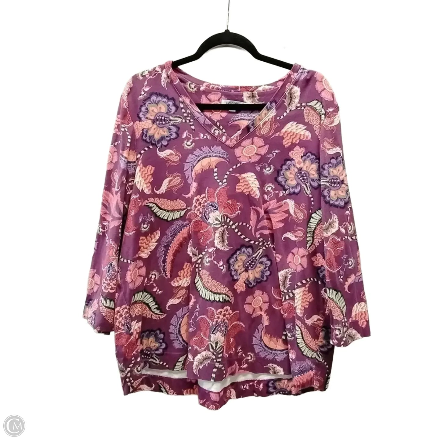 Top Long Sleeve By Chicos In Floral Print, Size: Xxl
