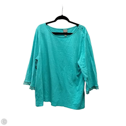 Top 3/4 Sleeve By Chicos In Aqua, Size: Xxl