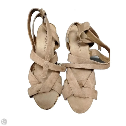 Sandals Heels Wedge By Aerosoles In Tan, Size: 9