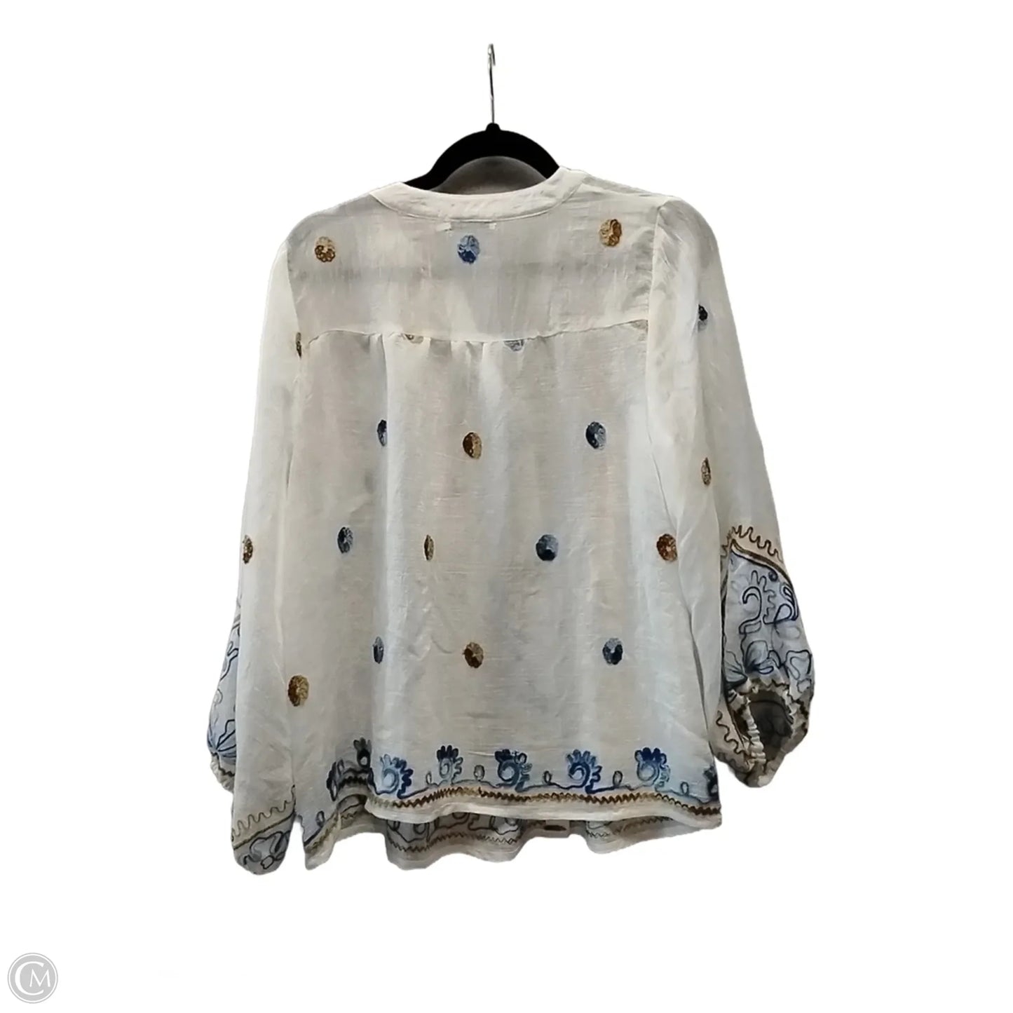 Blouse 3/4 Sleeve By Figuero & Flower In White, Size: Xlp