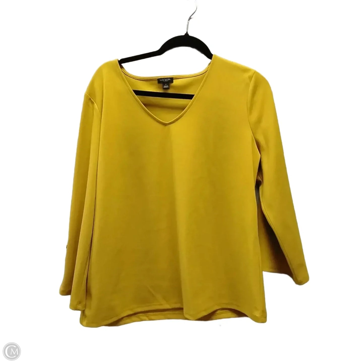 Blouse Long Sleeve By Ann Taylor In Yellow, Size: L
