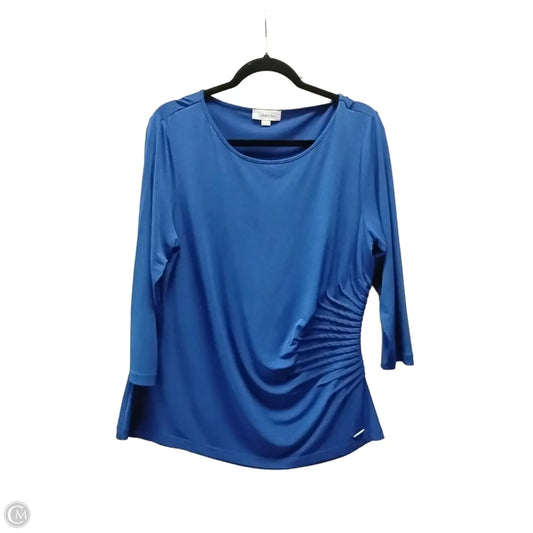 Blouse Long Sleeve By Calvin Klein In Blue, Size: Xl