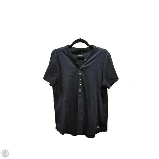 Top Short Sleeve By Calvin Klein In Navy, Size: L