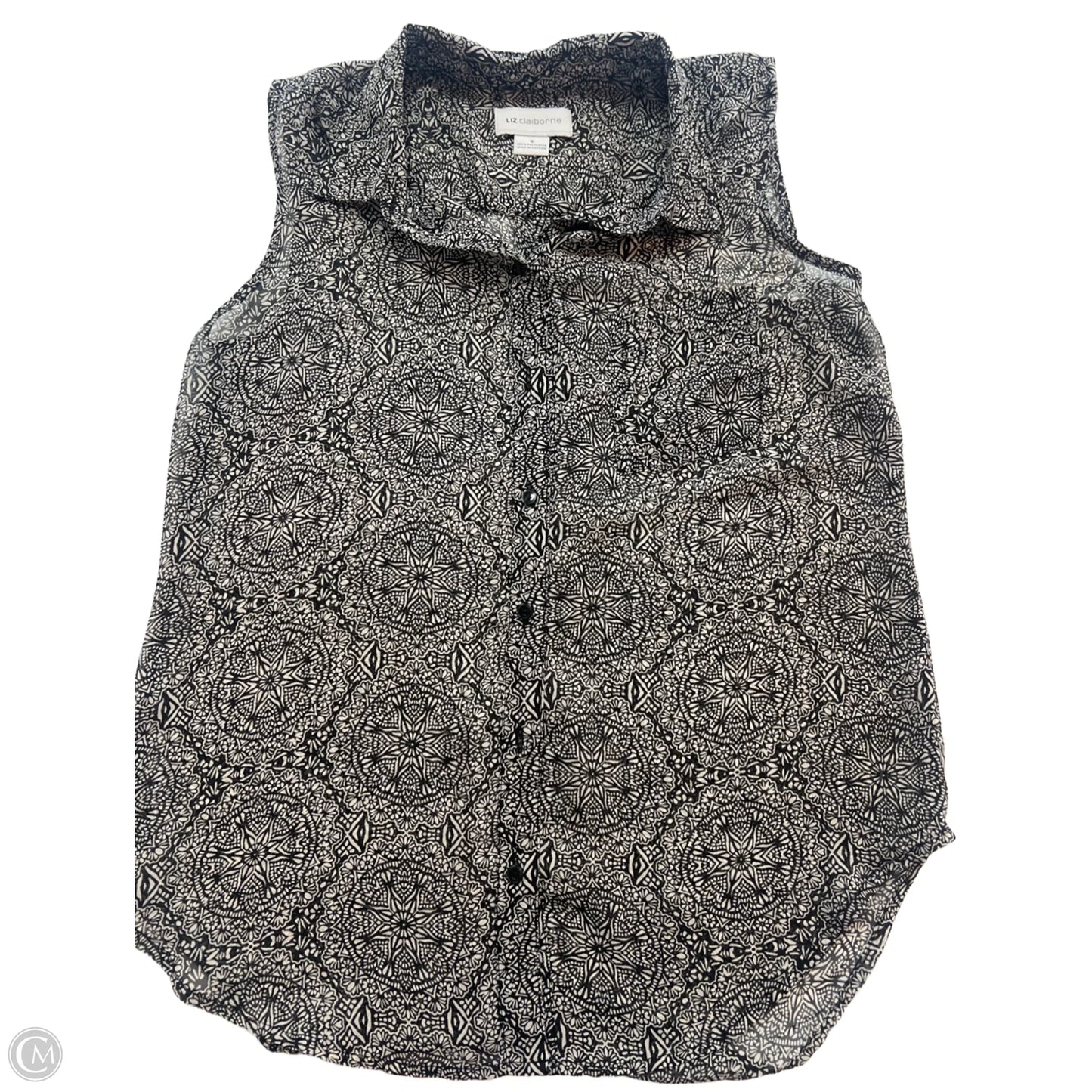 Blouse Sleeveless By Liz Claiborne In Geometric Pattern, Size: S