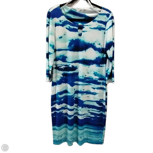 Dress Casual Maxi By Calvin Klein In Blue & White, Size: 12