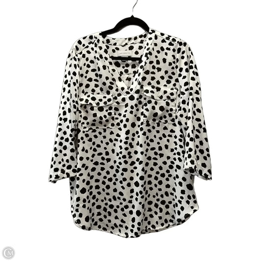 Blouse Long Sleeve By Liz Claiborne In Polkadot Pattern, Size: L