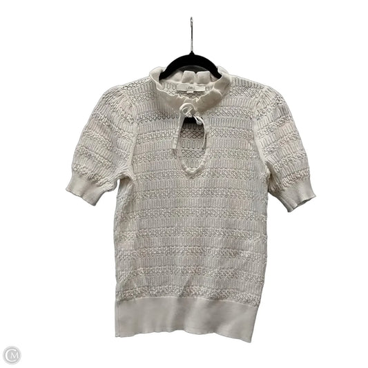 Sweater Short Sleeve By Loft In Ivory, Size: Xs