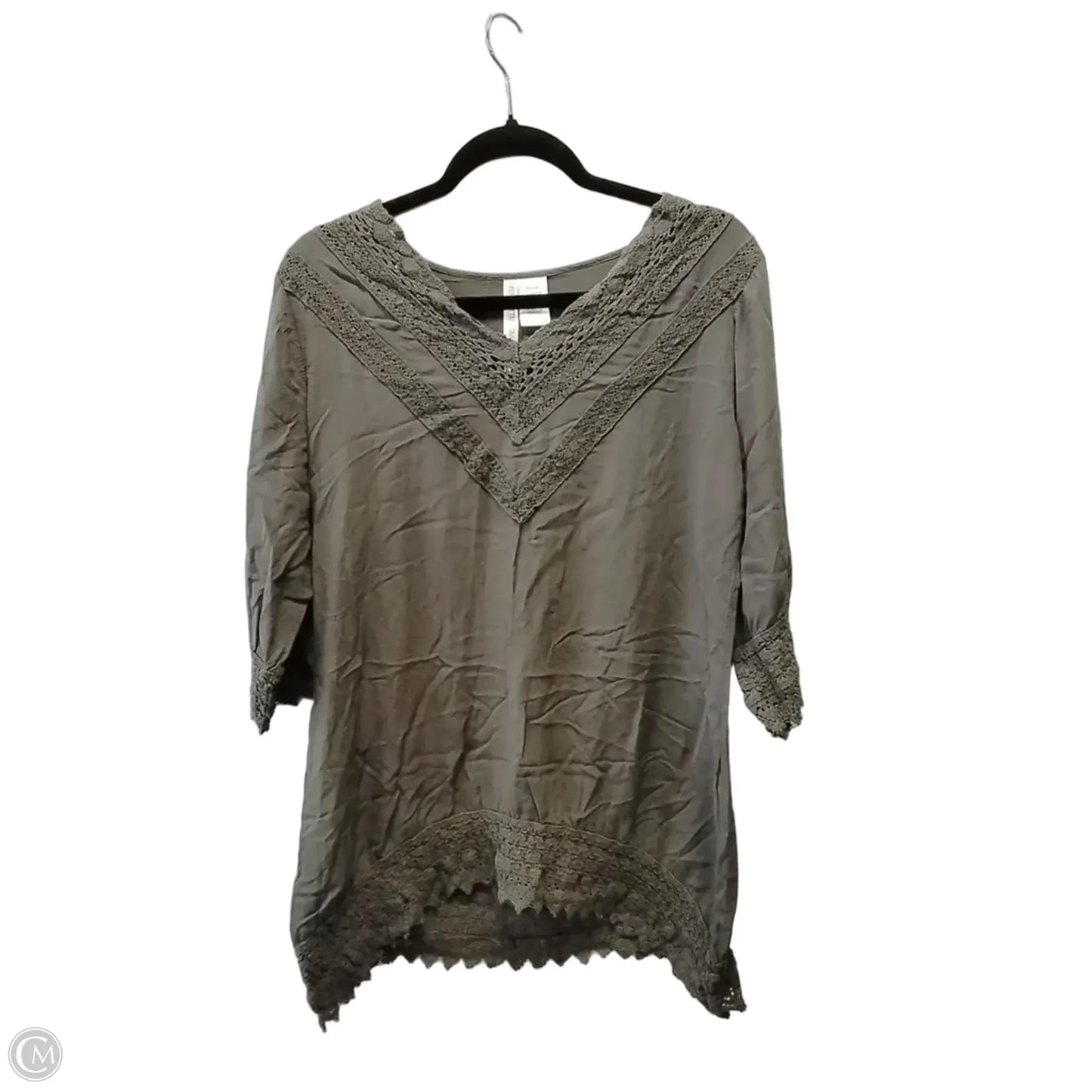 Top Long Sleeve By Cme In Green, Size: L